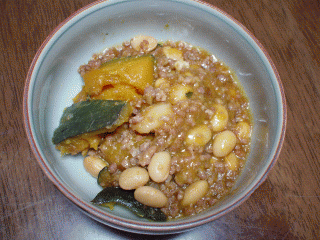 かぼちゃと水煮大豆の煮物